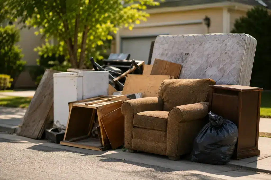 Same day junk removal on the curb.